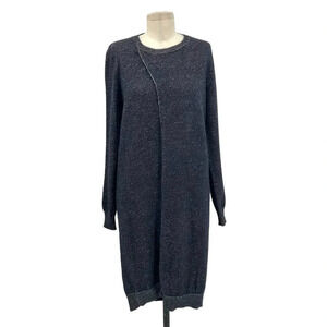 Maison Martin Margiela Charcoal Gray Drape Front‎ Wool Sweater Dress Size Medium